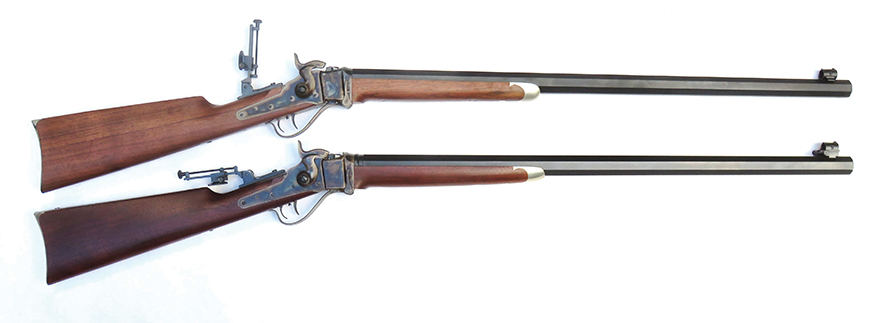 Moran’s 50-70 (top) and Nesbitt’s 50-70 Sharps rifles (bottom).